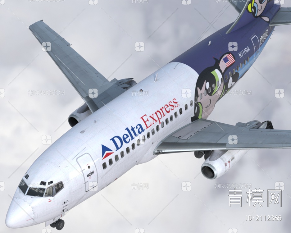 波音737200客机民航飞机带驾驶室乘客舱7种涂装3D模型下载【ID:2112365】