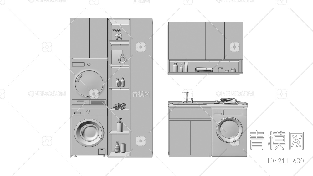 洗衣机柜3D模型下载【ID:2111630】