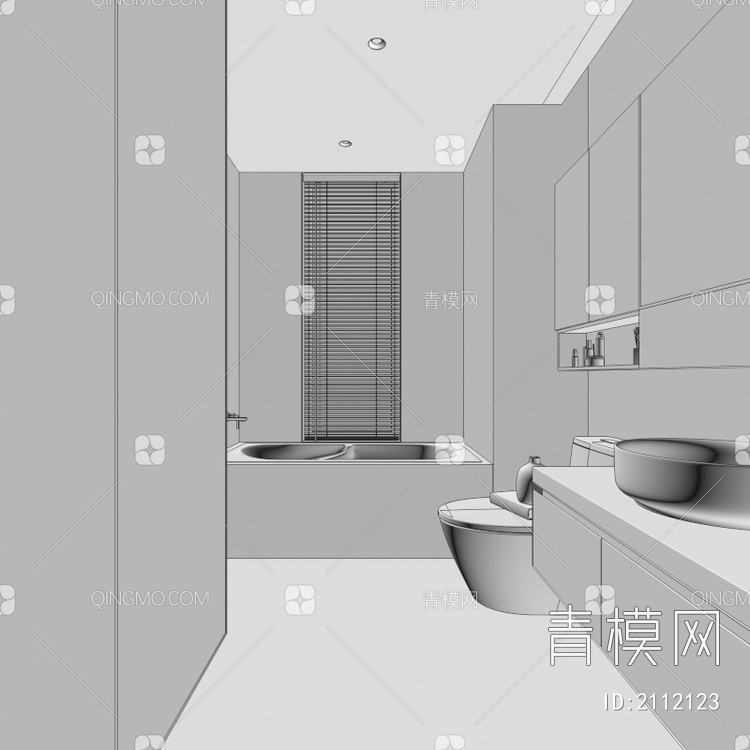 卫生间 马桶 花洒 浴室柜 洗脸盆 淋浴房 坐便器 淋浴隔断 浴缸3D模型下载【ID:2112123】