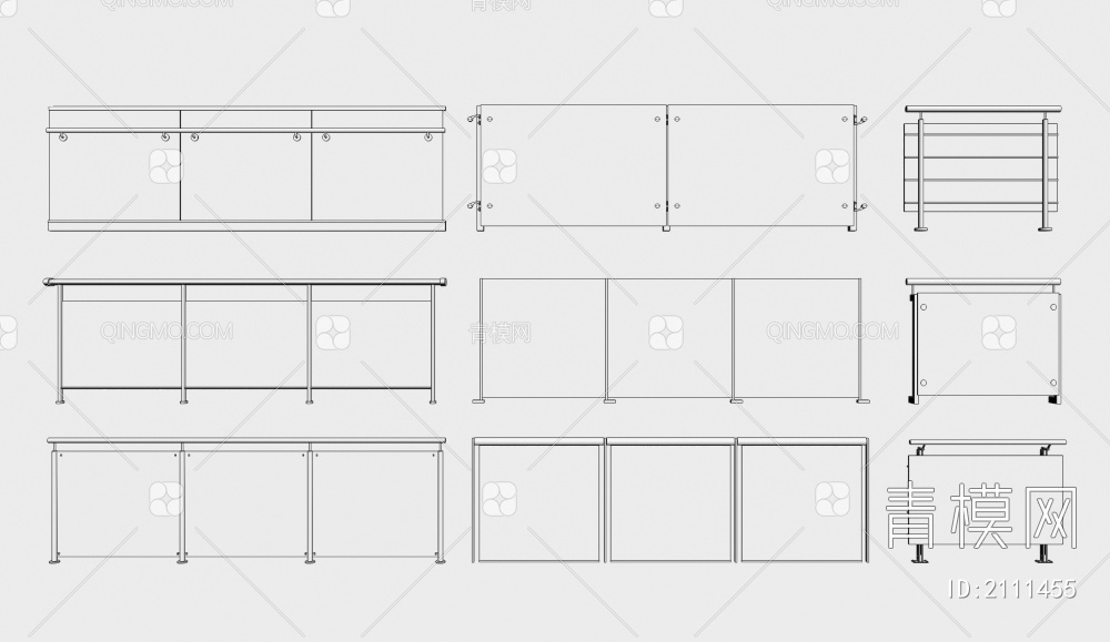 玻璃栏杆3D模型下载【ID:2111455】