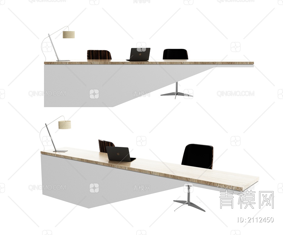 办公桌椅组合前台3D模型下载【ID:2112450】