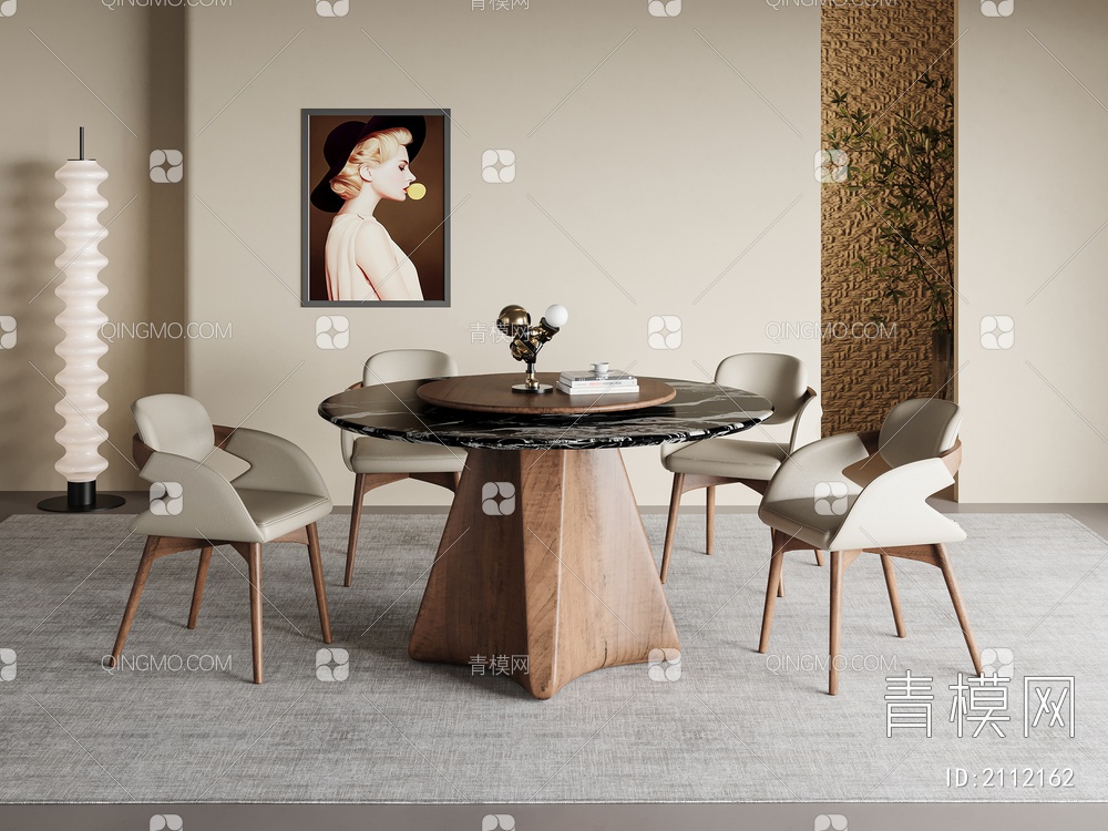 餐桌椅组合  饰品 摆件3D模型下载【ID:2112162】