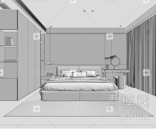 卧室，主人房，主卧3D模型下载【ID:2111628】