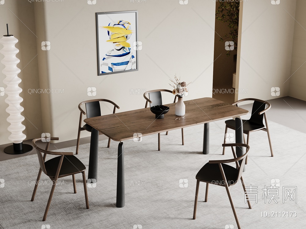 餐桌椅组合  饰品 摆件3D模型下载【ID:2112173】