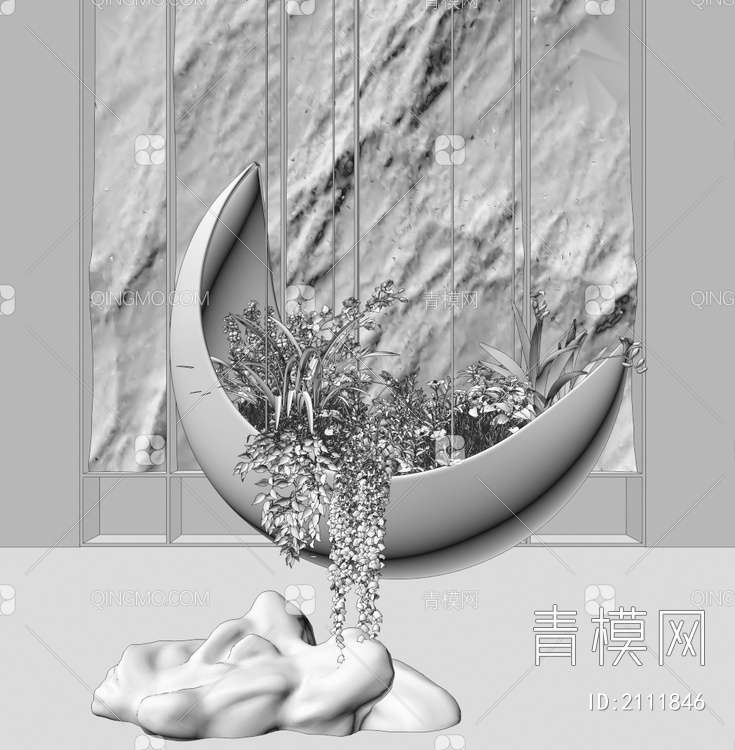 室内苔藓植物装置艺术3D模型下载【ID:2111846】
