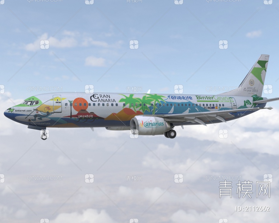 波音737400客机民航飞机带驾驶室24种涂装3D模型下载【ID:2112662】
