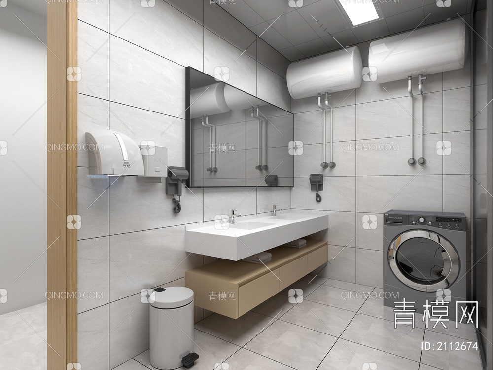 公共浴室 更衣室 盥洗室3D模型下载【ID:2112674】