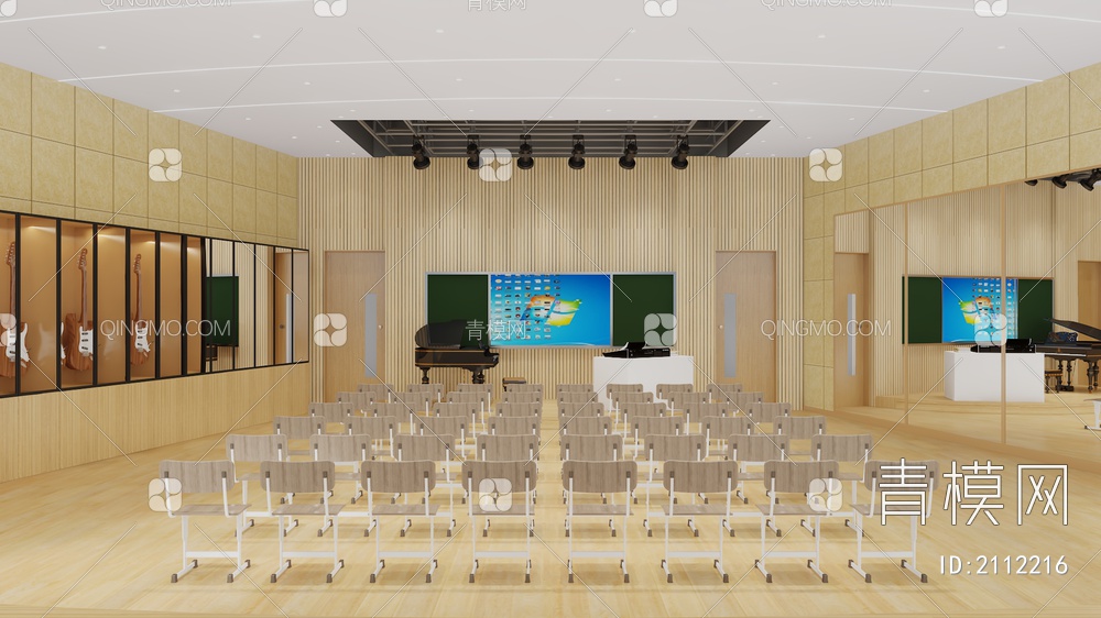 音乐教室 乐器教室3D模型下载【ID:2112216】