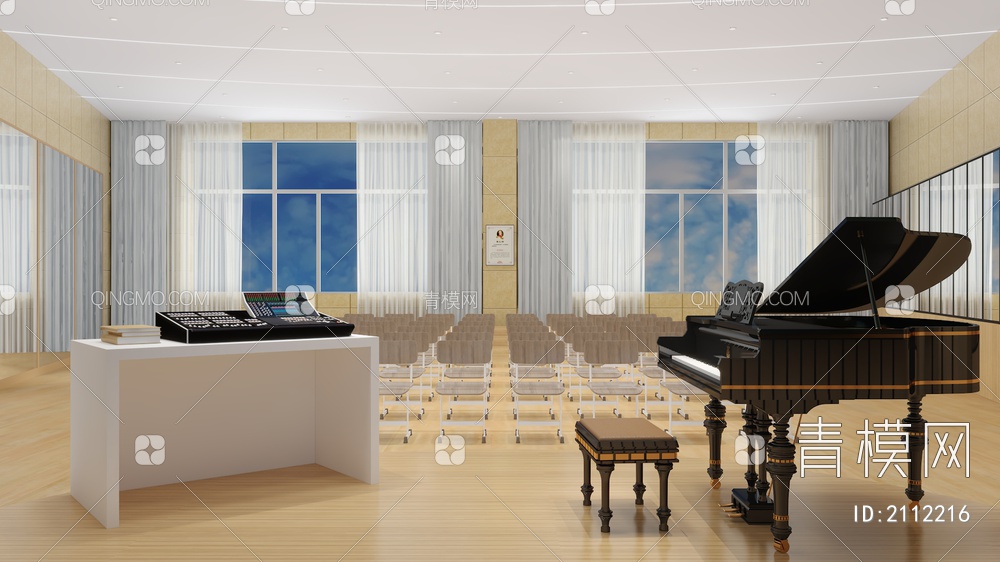 音乐教室 乐器教室3D模型下载【ID:2112216】