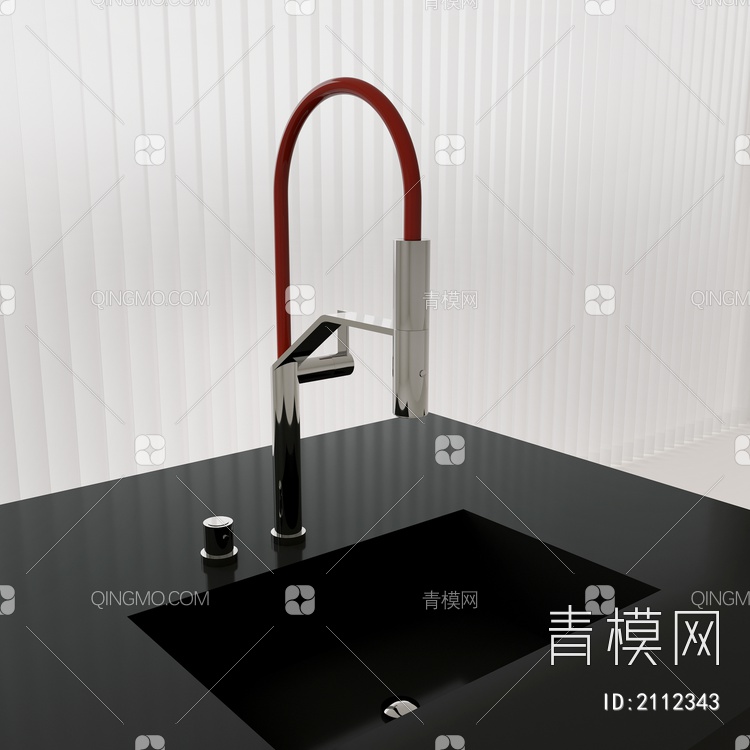 不锈钢 极简 个性 红色  厨房 卫浴 台盆 水龙头3D模型下载【ID:2112343】