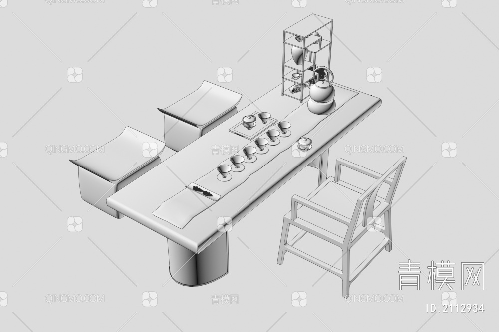 茶桌椅组合3D模型下载【ID:2112934】