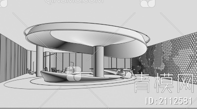 大厅 大堂 艺术中心 吧台 商业大厅 酒店 圆形吊顶 商场大厅3D模型下载【ID:2112581】