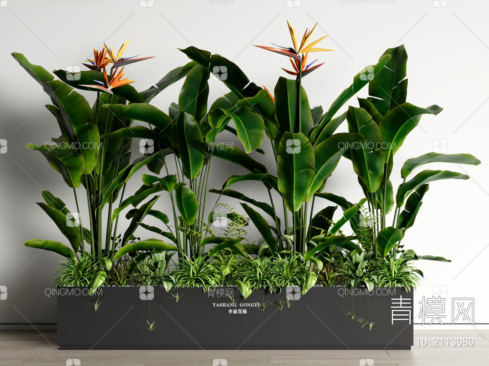 植物 花箱 绿植 盆栽 植物组合 天堂鸟3D模型下载【ID:2113080】