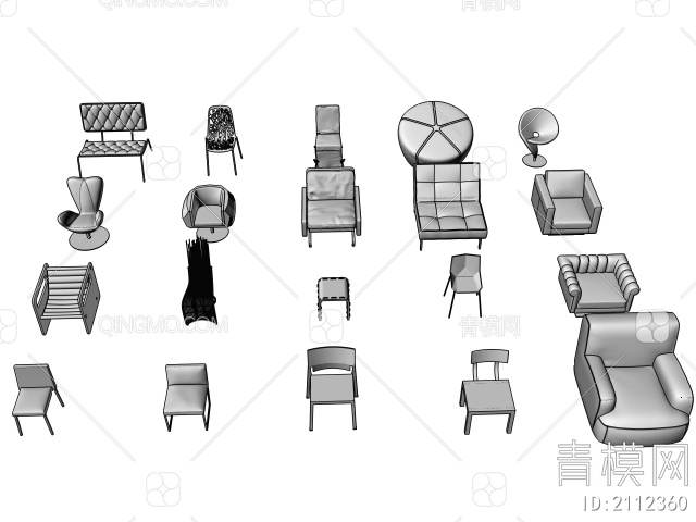高档异形 网红创意休闲椅子座椅 沙发椅户外椅3D模型下载【ID:2112360】