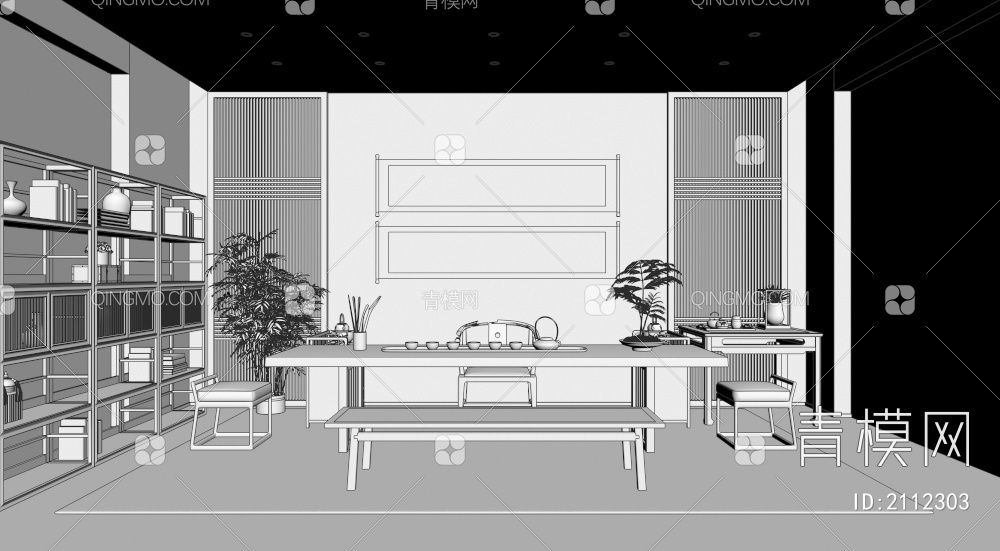 茶空间 茶室3D模型下载【ID:2112303】
