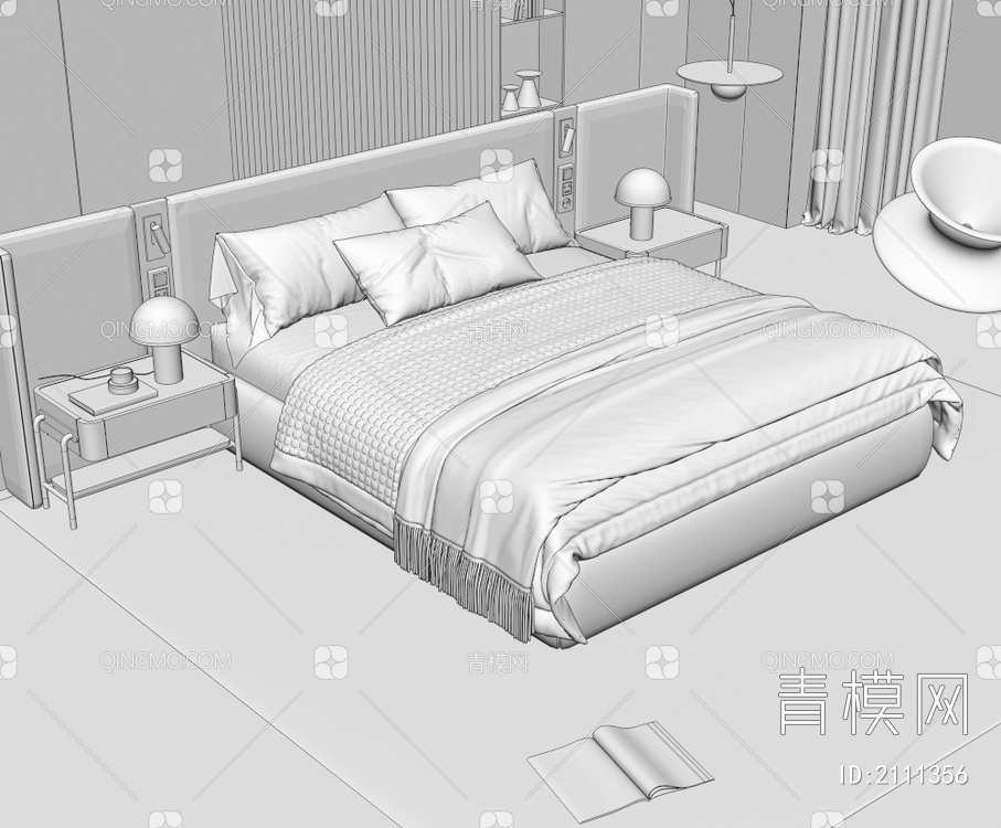Minotti 双人床3D模型下载【ID:2111356】