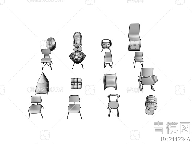 高档异形 网红创意休闲椅子座椅 沙发椅3D模型下载【ID:2112346】