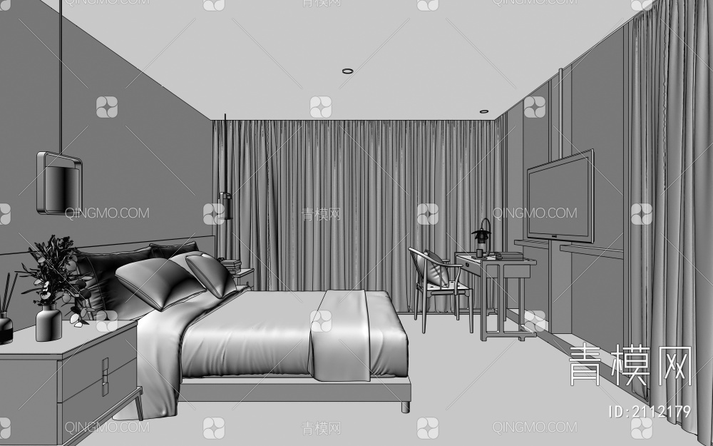 酒店客房 大床房 卫生间3D模型下载【ID:2112179】