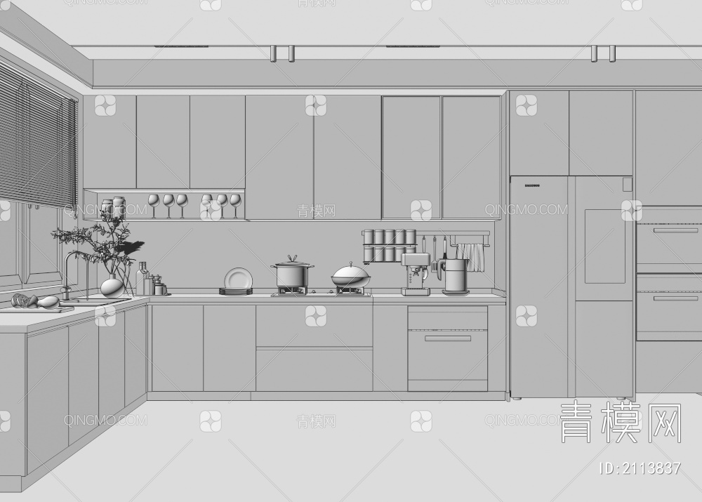 厨房 冰箱 消毒柜3D模型下载【ID:2113837】