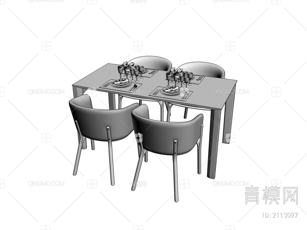 餐桌椅组合3D模型下载【ID:2113097】