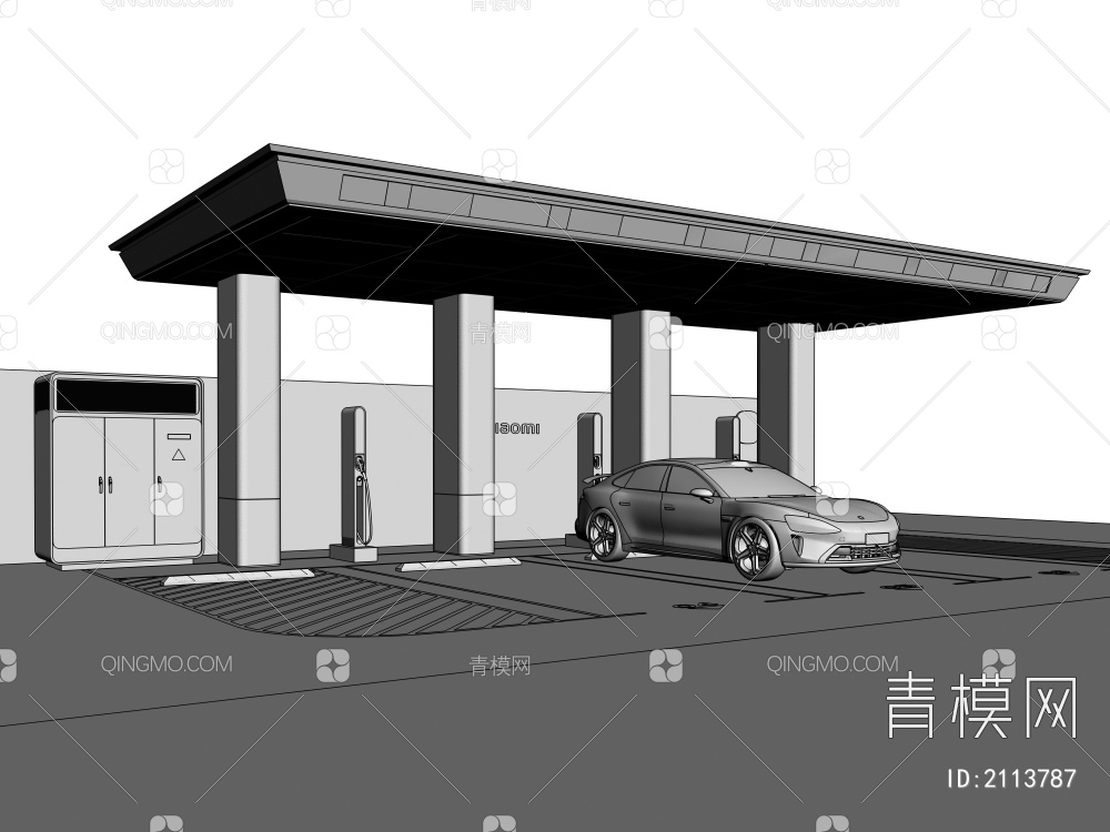 充电站 小米汽车 超级充电桩 新能源充电桩3D模型下载【ID:2113787】