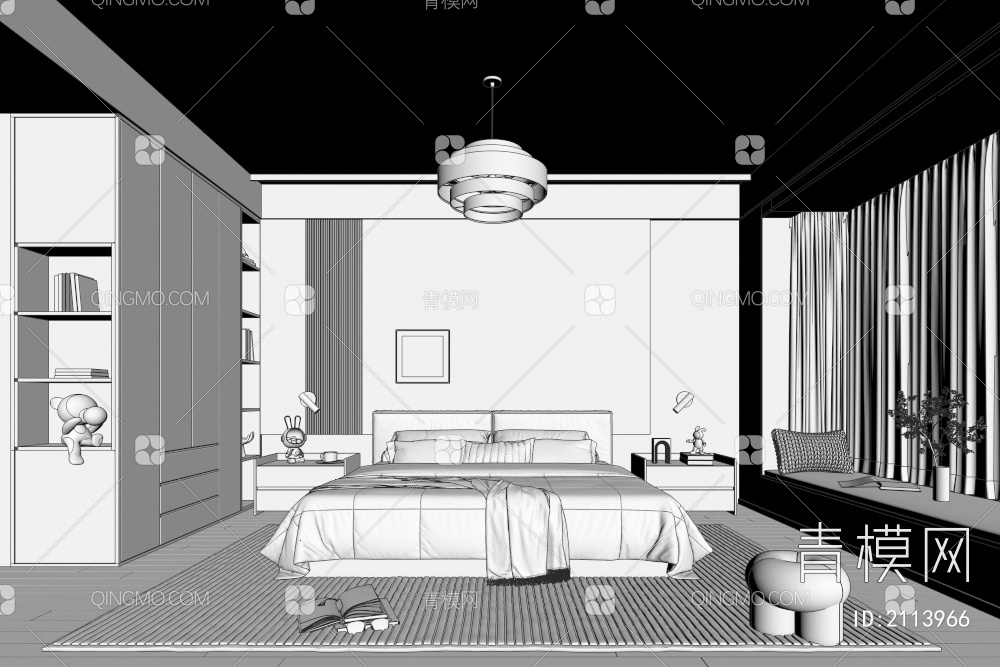中古风复古风卧室床3D模型下载【ID:2113966】