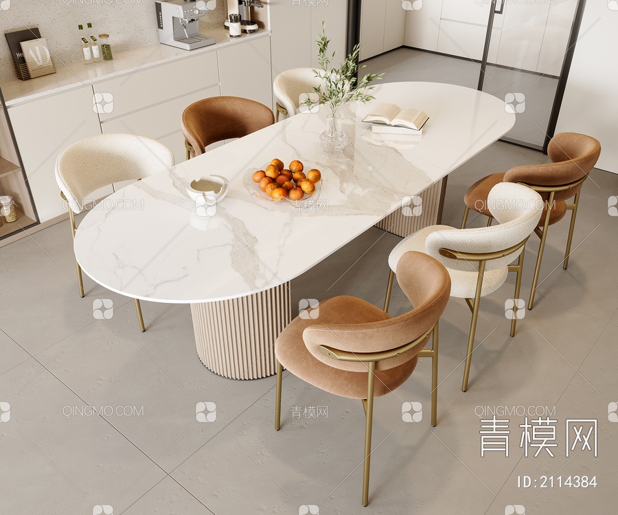 餐桌椅组合3D模型下载【ID:2114384】