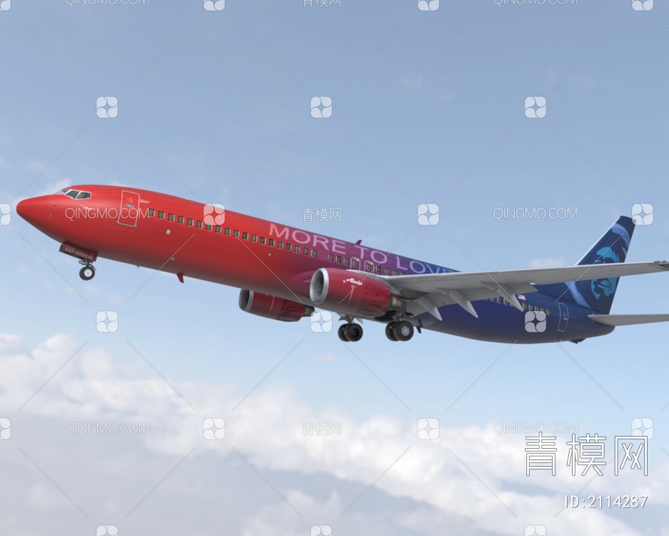 波音737900er客机民航飞机带驾驶室10套涂装3D模型下载【ID:2114287】