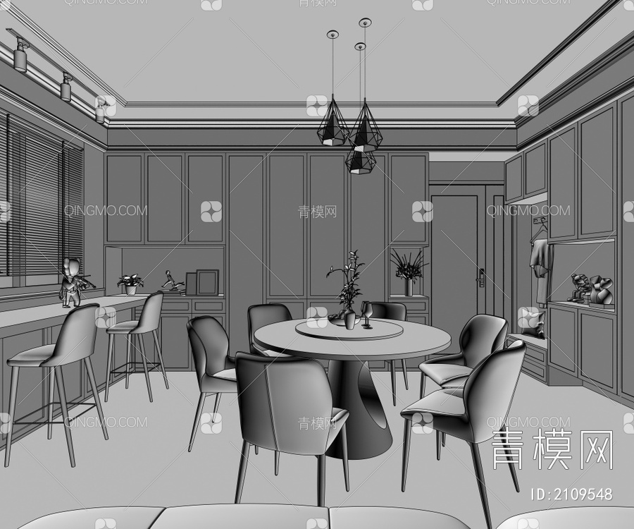 客餐厅3D模型下载【ID:2109548】