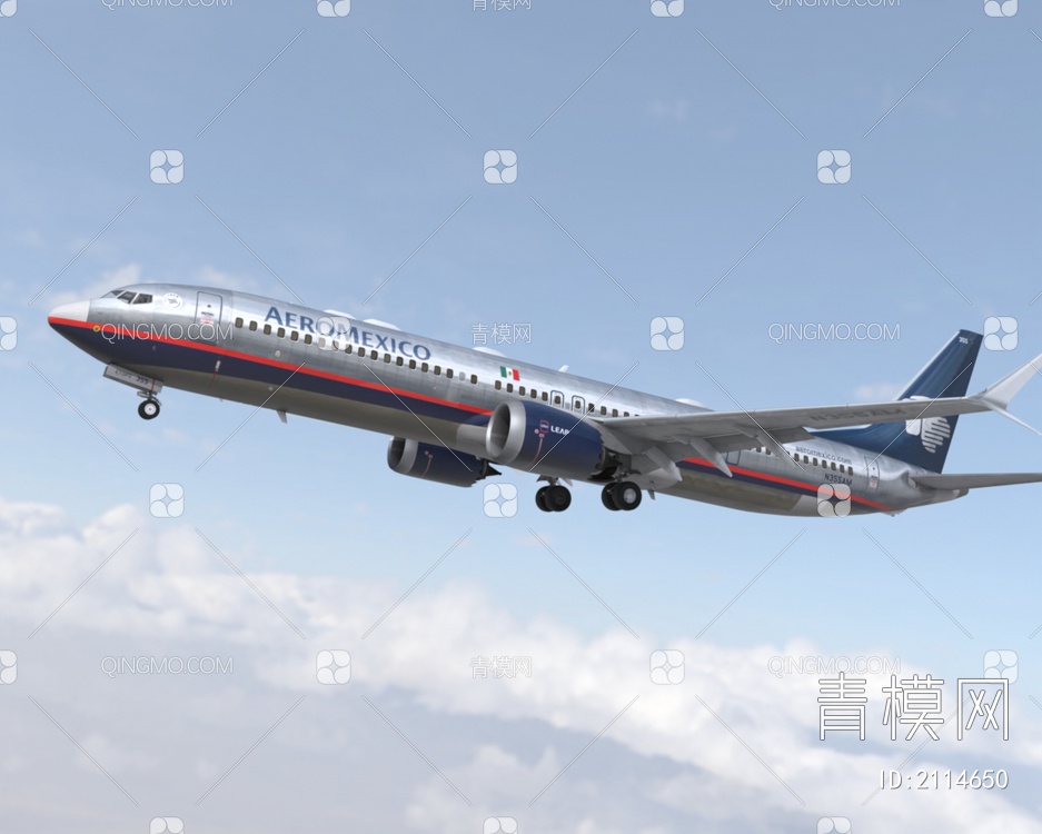 波音737max10客机民航飞机带驾驶室6套涂装3D模型下载【ID:2114650】