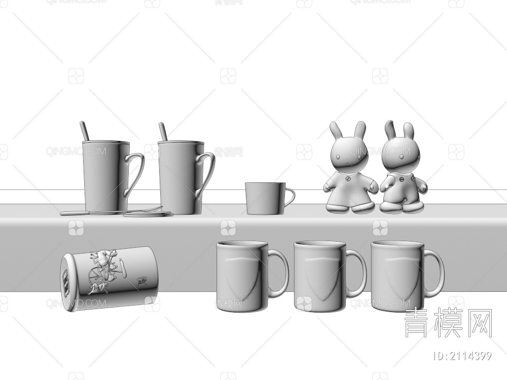 数字有盖水杯 做旧咖啡杯 白色雕花水杯 马克图标杯3D模型下载【ID:2114399】