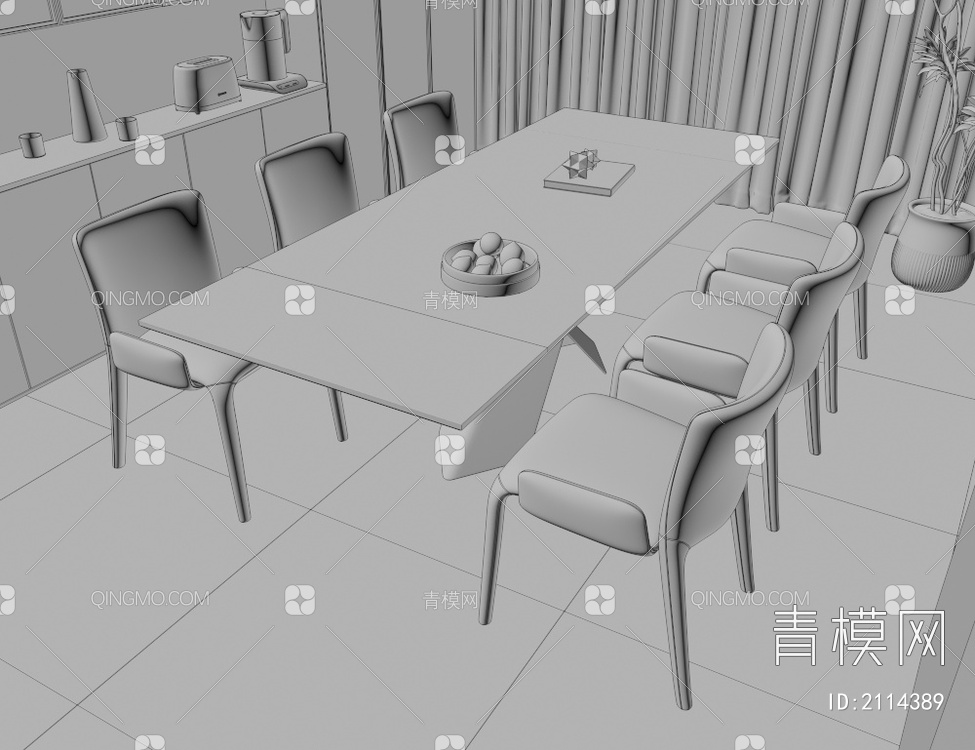 餐桌椅组合3D模型下载【ID:2114389】