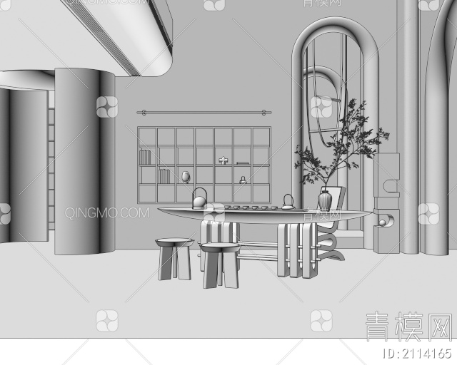 家装茶室3D模型下载【ID:2114165】
