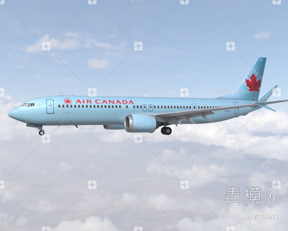 波音737max9客机民航飞机带驾驶室6套涂装3D模型下载【ID:2114611】