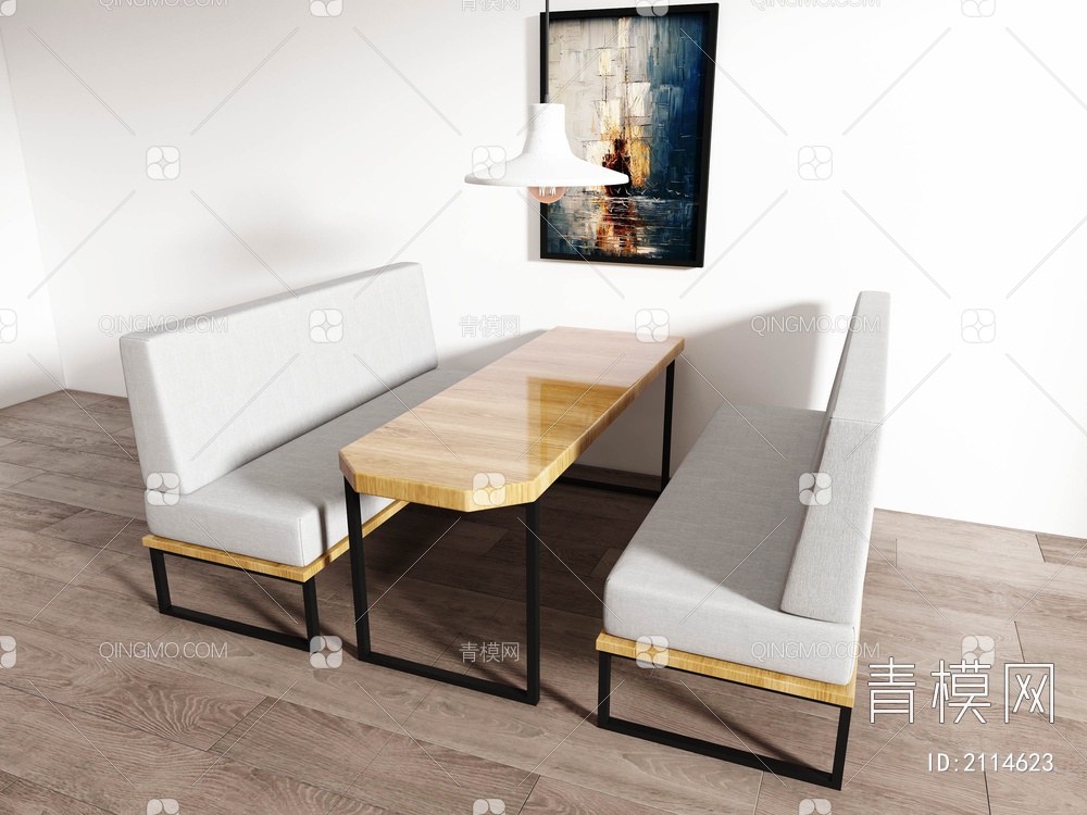 卡座椅 餐桌椅组合3D模型下载【ID:2114623】
