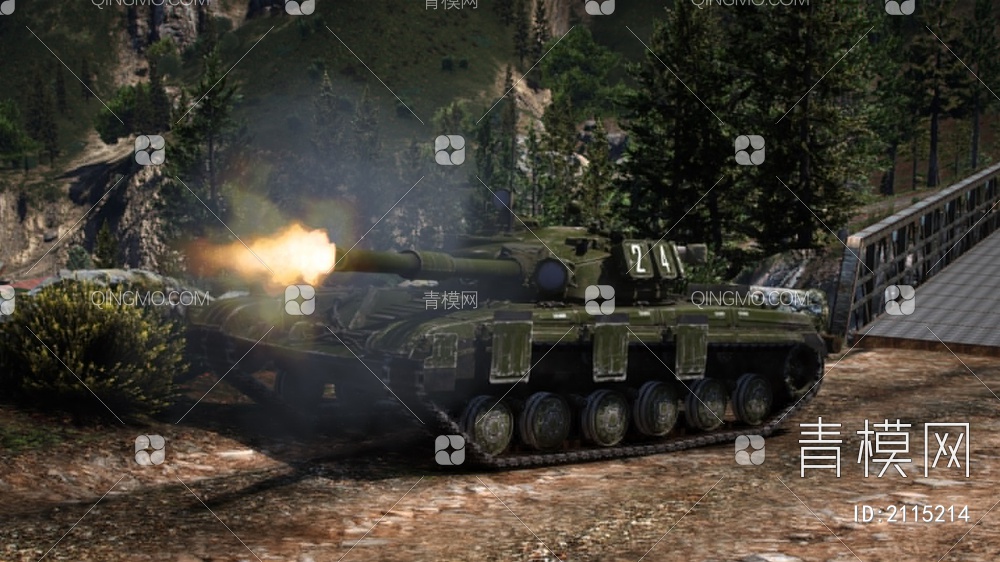 苏联T64主战坦克车3D模型下载【ID:2115214】