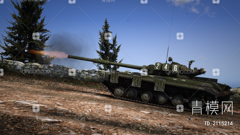 苏联T64主战坦克车3D模型下载【ID:2115214】