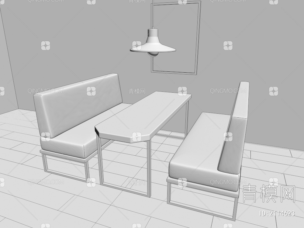 卡座椅 餐桌椅组合3D模型下载【ID:2114623】