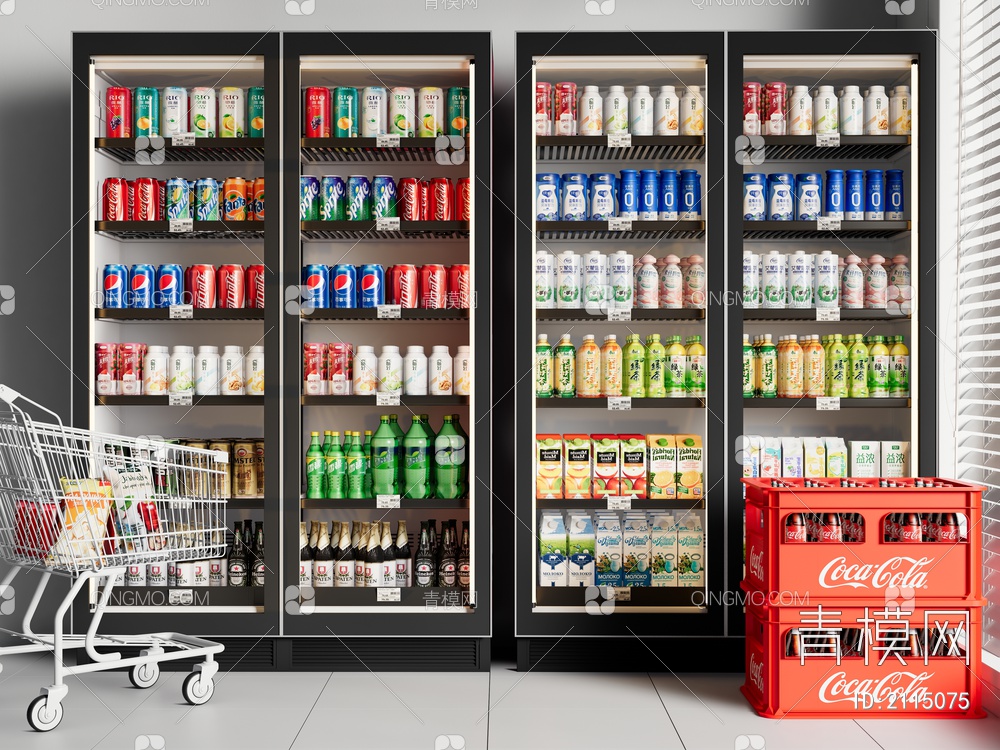 冰柜 超市饮料柜 冷藏柜 食物饮料3D模型下载【ID:2115075】