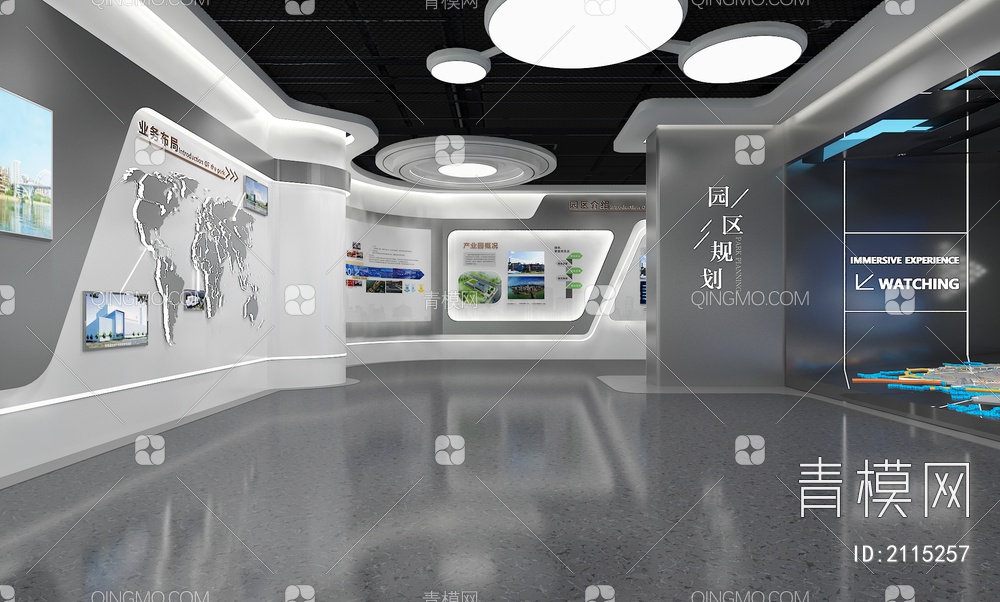 科技企业展厅 数字沙盘 LED拼接大屏 互动触摸屏3D模型下载【ID:2115257】