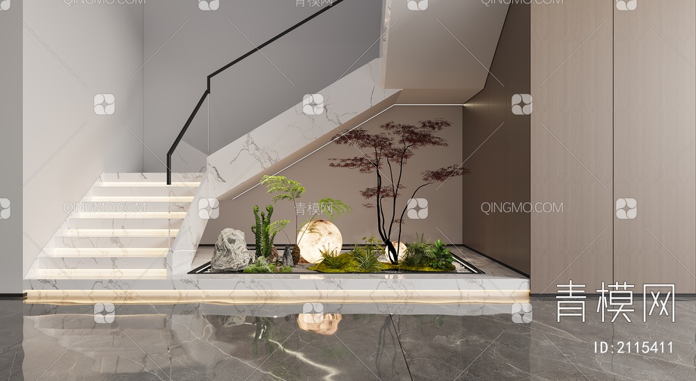 楼梯 景观绿植3D模型下载【ID:2115411】