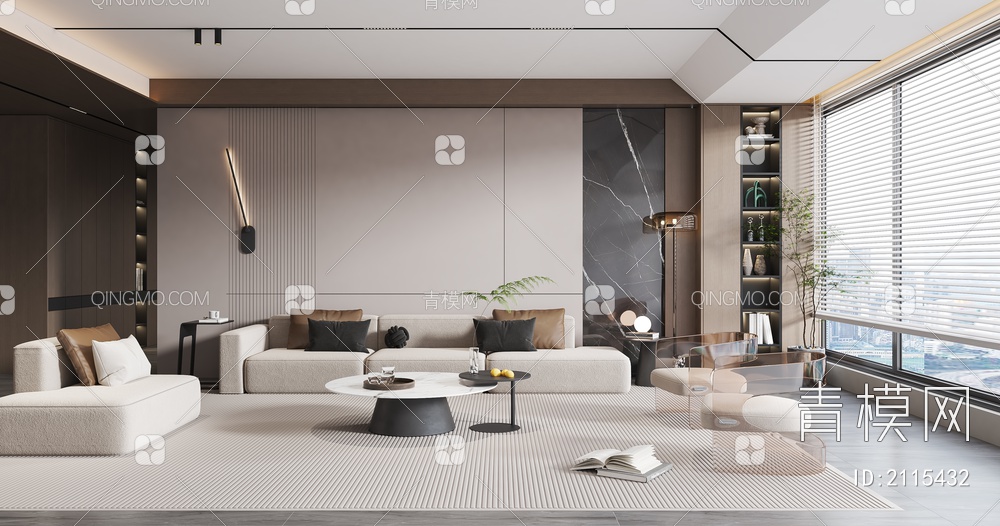 客厅 壁灯 沙发组合 绿植3D模型下载【ID:2115432】