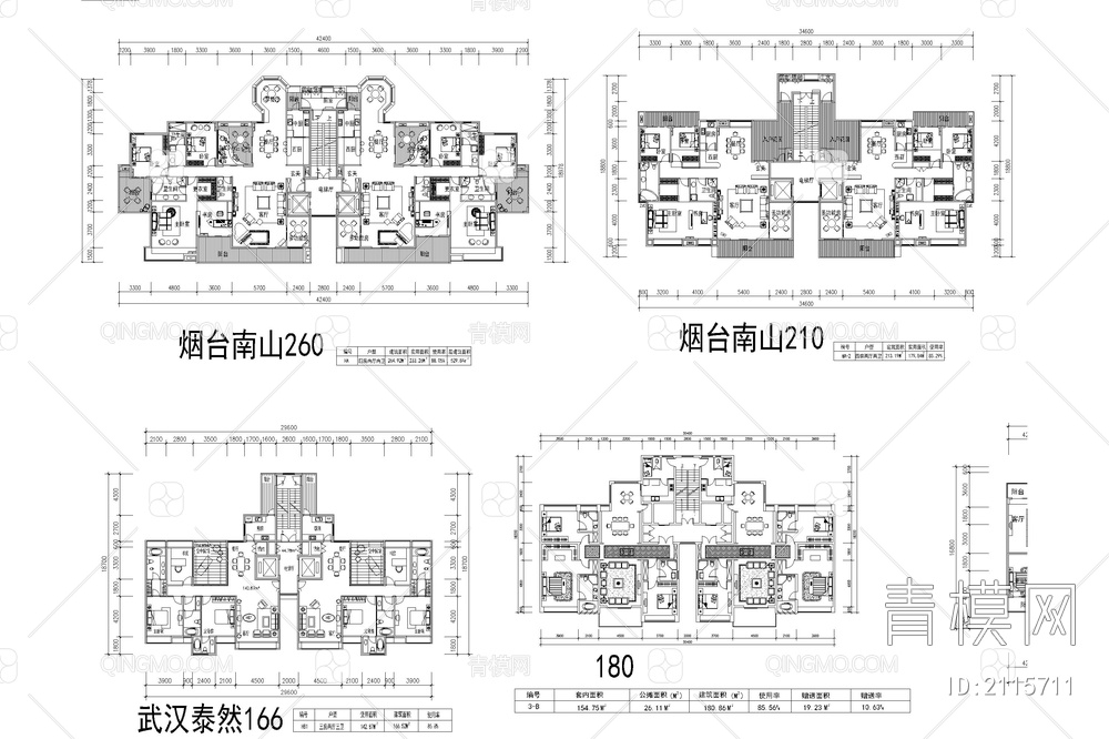 住宅建筑户型图平面图【ID:2115711】