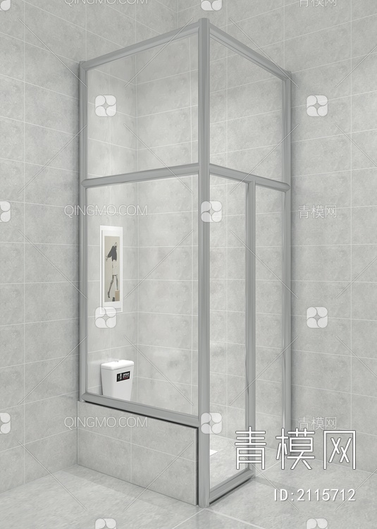 卫生间 玻璃隔断3D模型下载【ID:2115712】