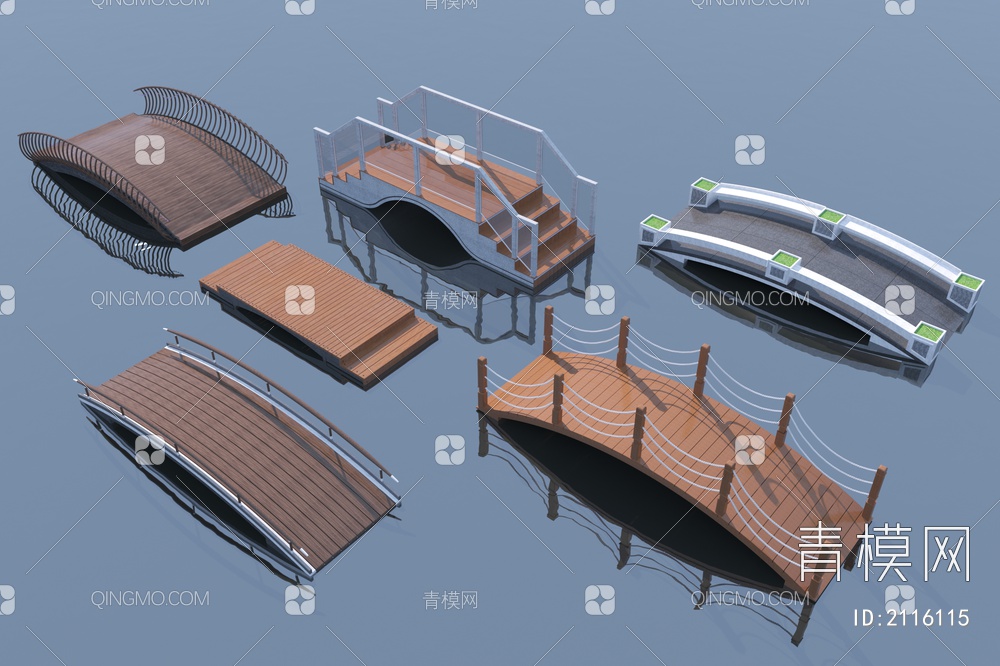 景观桥 小拱桥组合3D模型下载【ID:2116115】