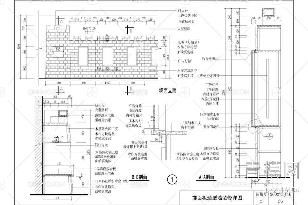 木饰面板墙面收口工艺通用做法节点大样图详图【ID:2116004】