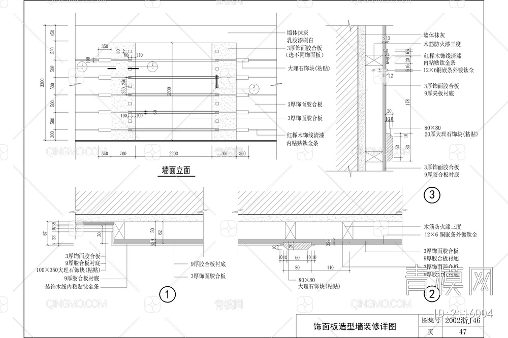 木饰面板墙面收口工艺通用做法节点大样图详图【ID:2116004】