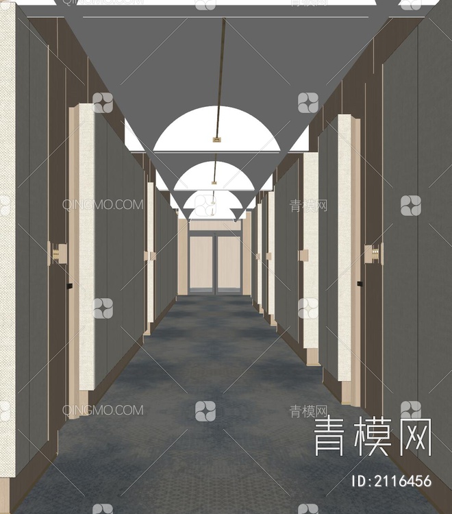 酒店走廊过道SU模型下载【ID:2116456】