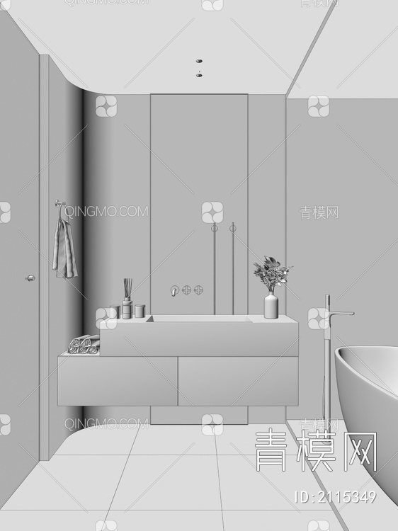浴缸 卫生间3D模型下载【ID:2115349】