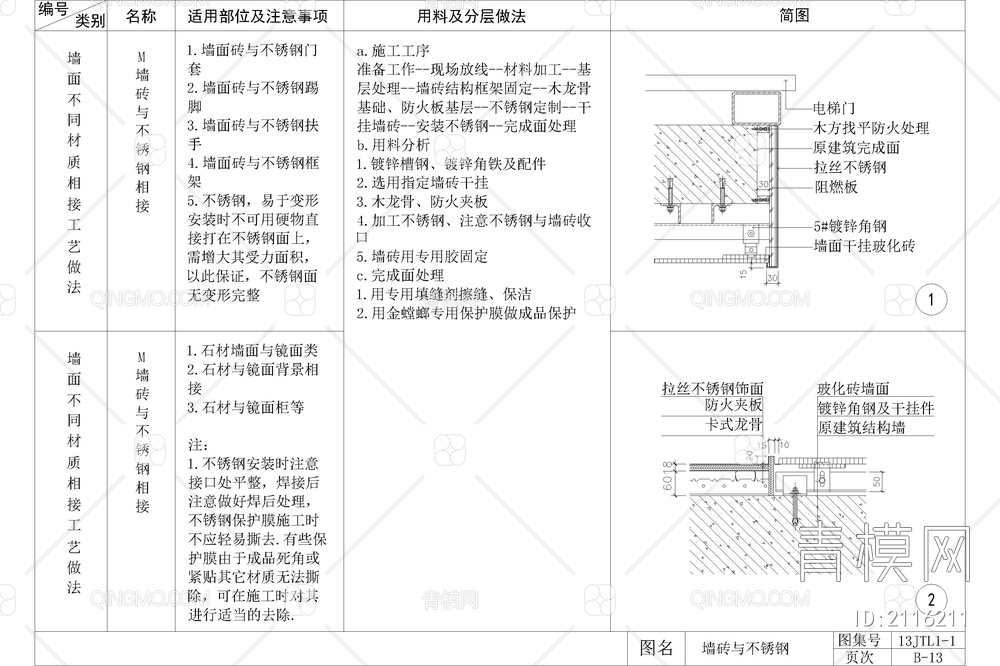 瓷砖墙砖陶瓷墙面收口工艺做法节点大样图详图【ID:2116211】